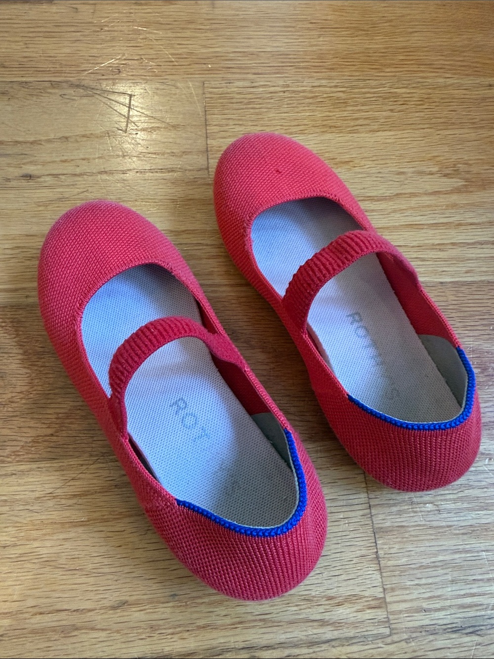 Rothy's Red Knit Mary Jane Flats with Elastic Strap